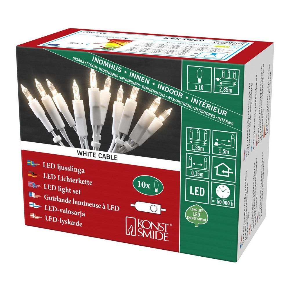 LED MiniLichterkette 10er warmweiß Kabel weiß Schalter 1,35m 6300102